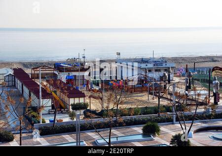 Riccione plage en hiver, sable et mer, pas de gens Banque D'Images