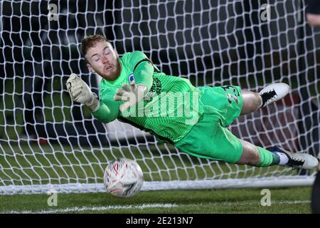 Newport, pays de Galles du Sud, Royaume-Uni. 10 janvier 2021. Newport, Royaume-Uni. 10 janvier 2021. Jason Steele, gardien de but de Brighton & Hove Albion en action pendant la fusillade. Emirates FA Cup, 3e match rond, Newport County v Brighton & Hove Albion au Rodney Parade à Newport, au sud du pays de Galles, le dimanche 10 janvier 2021. Cette image ne peut être utilisée qu'à des fins éditoriales. Utilisation éditoriale uniquement, licence requise pour une utilisation commerciale. Pas d'utilisation dans les Paris, les jeux ou les publications d'un seul club/ligue/joueur. photo par Andrew Orchard/Andrew Orchard sports photographie/Alamy Live news crédit: Andrew Orchard sports pho Banque D'Images