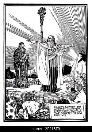 Sermon sur le mont, illustration de la ligne par Robert Anning Bell, du Livre de l'autel, publié par Berkeley Updike, à partir de 1897 The Studio an Illustrated M Banque D'Images