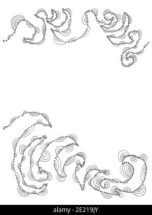 Décoration esquissée à main levée, encadrement de la ligne noire sur fond blanc vertical, élément décoratif Banque D'Images