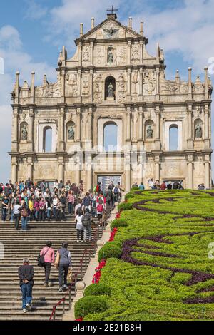 Macao, Chine. Ruines de la cathédrale Saint-Paul du XVIIe siècle. Ruinas do Sao Paulo. Seule la façade reste. Saint-Paul fait partie de l'historique Banque D'Images