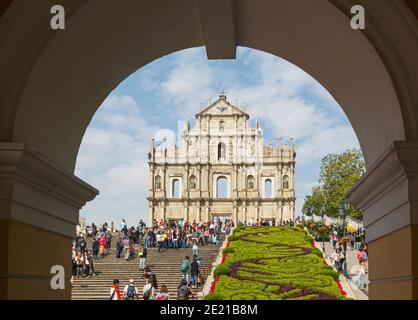 Macao, Chine. Ruines de la cathédrale Saint-Paul du XVIIe siècle. Ruinas do Sao Paulo. Seule la façade reste. Saint-Paul fait partie de l'historique Banque D'Images