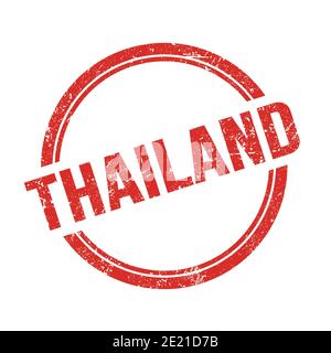 TEXTE THAÏLANDAIS écrit sur un timbre rond rouge grungy vintage. Banque D'Images