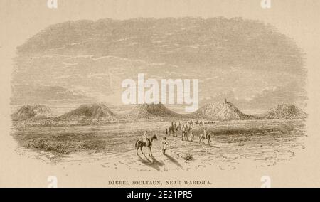 Djebel Soultaun, [Jabel Sultan] près de Waregla [Algérie] du Livre ' Grand Sahara : errances au sud des montagnes de l'Atlas. ' par Tristram, H. B. (Henry Baker), publié par J. Murray à Londres en 1860 Banque D'Images