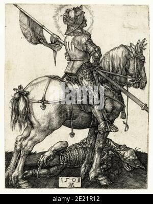 St George et le Dragon, gravure par Albrecht Dürer, 1508 Banque D'Images