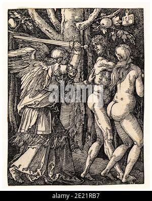 La petite passion : l'expulsion du Paradis, (Adam et Eve), gravure par Albrecht Dürer, 1510 Banque D'Images