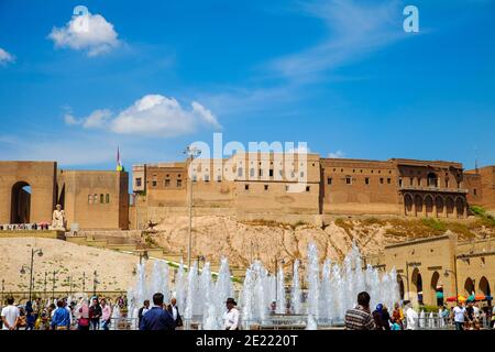 Irak, Kurdistan, Erbil, Fontaines dans le parc de Shar, en dessous de la Citadelle Banque D'Images