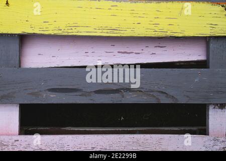 Planches en bois peintes en couleur Banque D'Images