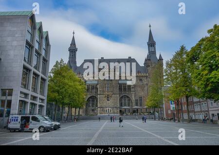 Katschhof, Rathaus, Aix-la-Chapelle, Nordrhein-Westfalen, Deutschland Banque D'Images