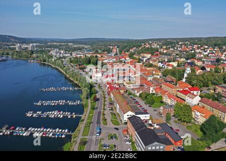 ULRICEHAMN, SUÈDE- 26 AOÛT 2019 : vue aérienne d'Ulricehamn. Ulricehamn est une zone urbaine de Västergötland et la ville centrale de la municipalité d'Ulricehamn, comté de Västra Götaland. Banque D'Images