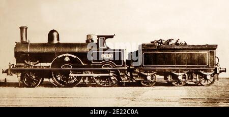 La locomotive LNWR 'abel' à l'exposition du centenaire George Stephenson Détenu à Newcastle upon Tyne en 1881 Banque D'Images