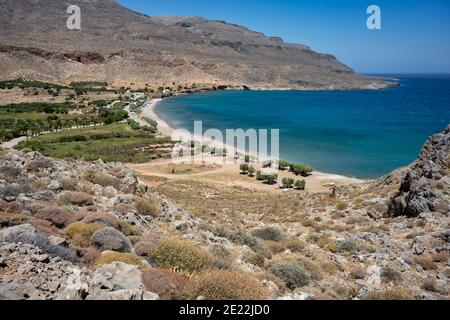 Plage de Kato Zakros à l'est de l'île de Crète, Grèce. Banque D'Images