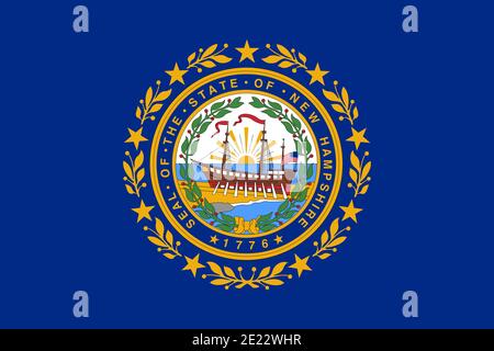 Grand drapeau plat officiel du New Hampshire horizontal Banque D'Images