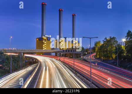 Stadtautobahn, Kraftwerk, Forckenbeckstrasse, Wilmersdorf, Berlin, Deutschland Banque D'Images