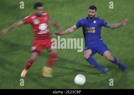 Téhéran, Iran. 11 janvier 2021. Mohamad Daneshgar lors de la Ligue Pro du Golfe Persique 2020/21 entre Estebhlal et Perspolis au stade Azadi à Téhéran, en Iran. Alireza Zeinali/SPP crédit: SPP Sport presse photo. /Alamy Live News Banque D'Images