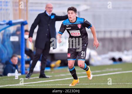 Novara, Italie. 10 janvier 2021. Vittorio Pagani (#21 Novara) pendant le match de la série italienne C entre Novara Calcio 1908 et Olbia Calcio 1905 Cristiano Mazzi/SPP crédit: SPP Sport Press photo. /Alamy Live News Banque D'Images