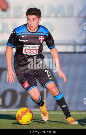 Novara, Italie. 10 janvier 2021. Vittorio Pagani (#21 Novara) pendant le match de la série italienne C entre Novara Calcio 1908 et Olbia Calcio 1905 Cristiano Mazzi/SPP crédit: SPP Sport Press photo. /Alamy Live News Banque D'Images