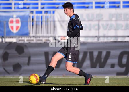 Novara, Italie. 10 janvier 2021. Cesare Pogliano (#6 Novara) pendant le match de la série italienne C entre Novara Calcio 1908 et Olbia Calcio 1905 Cristiano Mazzi/SPP crédit: SPP Sport Press photo. /Alamy Live News Banque D'Images