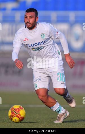 Novara, Italie. 10 janvier 2021. Daniele Ragatzu (#30 Olbia) pendant le match de la série italienne C entre Novara Calcio 1908 et Olbia Calcio 1905 Cristiano Mazzi/SPP crédit: SPP Sport Press photo. /Alamy Live News Banque D'Images