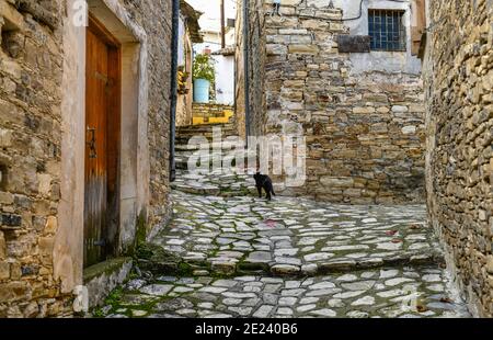 Gasse, Bergdorf Pano Lefkara, Republik Zypern Banque D'Images