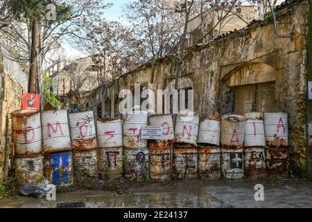 Grenze, Pafou Strasse, Nikosia, Republik Zypern Banque D'Images