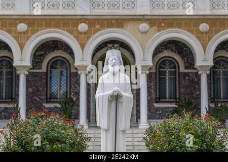 Bischofspalast, statue, Makarios III., Nikosia, Republik Zypern Banque D'Images