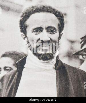 Portrait d'Haile Selassie I (1892 - 1975). Il a été membre de la dynastie de Salomon. Régent de l'Éthiopie de 1916 à 1930 et empereur de 1930 à 1974 Banque D'Images