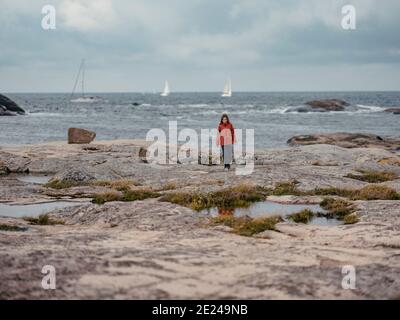 Girl en mer Banque D'Images