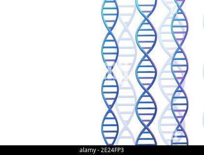 Structures de molécules d'ADN bleu isolées sur blanc. Science et technologie, rendu 3d Banque D'Images