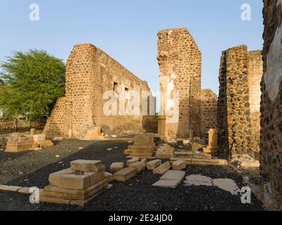 Ruine de la cathédrale se. Cidade Velha, centre historique de Ribeira Grande, classé au patrimoine mondial de l'UNESCO. Île de Santiago (Ilha de Santiag Banque D'Images