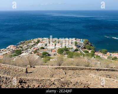 Vue sur la ville. Forteresse forte Real de Sao Filipe. Cidade Velha, centre historique de Ribeira Grande, classé au patrimoine mondial de l'UNESCO. Île de Santiago (il Banque D'Images