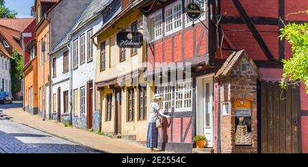 Panorama de la maison à colombages de l'usine de rhum de Flensburg, Allemagne Banque D'Images