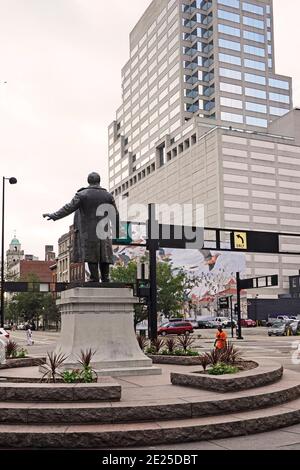 Statue James Garfield dans le centre-ville de Cincinnati, Ohio Banque D'Images