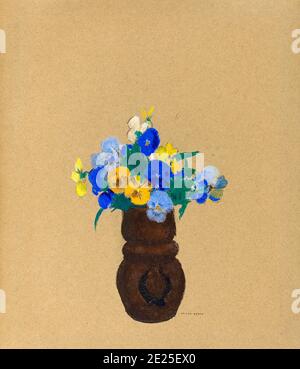 Odilon Redon, pansies, dessin pastel encore vivant, vers 1905 Banque D'Images