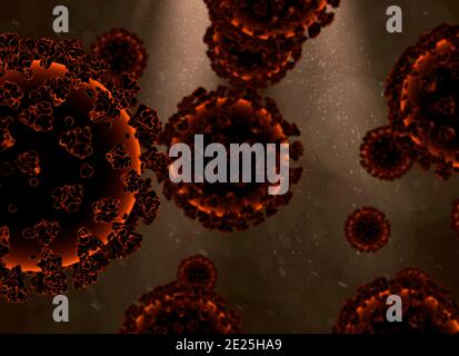 Gros plan des molécules du virus corona dans le concept de flux sanguin Banque D'Images