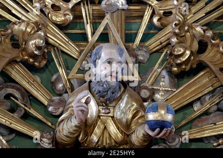 Église notre Dame de l'Assomption de cordon. Table baroque. Dieu le père. France. France. Banque D'Images