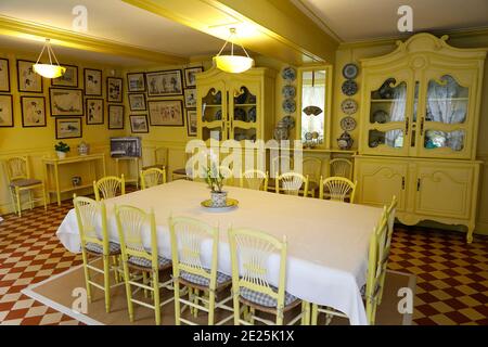 Maison de Claude Monet à Giverny, France. Salle à manger. Banque D'Images