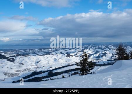 Panorama d'hiver depuis Kronberg, une montagne à Cantone Appenzell, Suisse Banque D'Images