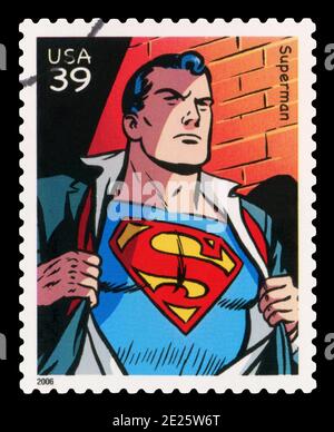 ÉTATS-UNIS D'AMÉRIQUE - VERS 2006: Un timbre imprimé aux États-Unis montrant le Comic Book Superhero Superman, vers 2006. Banque D'Images