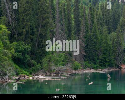 Lac Sary-Chelek dans la réserve naturelle Sary-Chelek (Sary-Tschelek), qui fait partie du Tien Shan occidental classé au patrimoine mondial de l'UNESCO. Tien Shan montagnes ou hea Banque D'Images