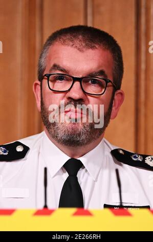 Martin Hewitt, président du Conseil des chefs de la police nationale, lors d'une séance d'information à Downing Street, Londres, sur le coronavirus (COVID-19). Banque D'Images