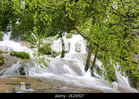 Der märchenhafte Wasserfall des Syratus, ein Zufluss der Loue im französischen Jura Banque D'Images