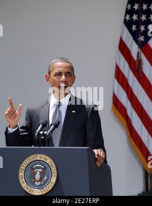 LE président AMÉRICAIN Barack Obama nomme Richard Cordray directeur du Bureau de protection financière des consommateurs (CFPB) lors d’un événement organisé à la Rose Garden à la Maison Blanche à Washington, DC, le 18 juillet 2011. Cordray a été procureur général de l'Ohio de janvier 2009 à janvier 2011.photo par Olivier Douliery/ABACAPRESS.COM Banque D'Images