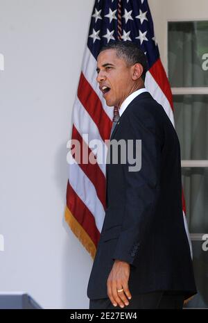 LE président AMÉRICAIN Barack Obama est revenu au Bureau ovale après avoir nommé Richard Cordray directeur du Bureau de protection financière des consommateurs (CFPB) lors d’un événement dans le Rose Garden à la Maison Blanche à Washington, DC, le 18 juillet 2011. Cordray a été procureur général de l'Ohio de janvier 2009 à janvier 2011.photo par Olivier Douliery/ABACAPRESS.COM Banque D'Images