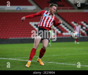 SUNDERLAND, ANGLETERRE. 12 JANVIER Aiden O'Brien de Sunderland pendant le match de Trophée de l'EFL entre Sunderland et Port Vale au Stade de lumière, Sunderland, le mardi 12 janvier 2021. (Credit: Mark Fletcher | MI News) Credit: MI News & Sport /Alay Live News Banque D'Images