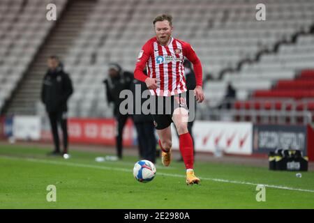 SUNDERLAND, ANGLETERRE. 12 JANVIER Aiden O'Brien de Sunderland pendant le match de Trophée de l'EFL entre Sunderland et Port Vale au Stade de lumière, Sunderland, le mardi 12 janvier 2021. (Credit: Mark Fletcher | MI News) Credit: MI News & Sport /Alay Live News Banque D'Images