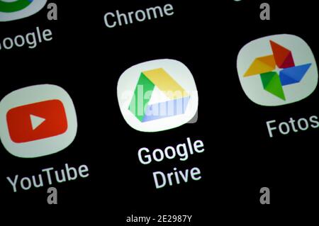 Smartphone, écran, application, Google Drive Banque D'Images
