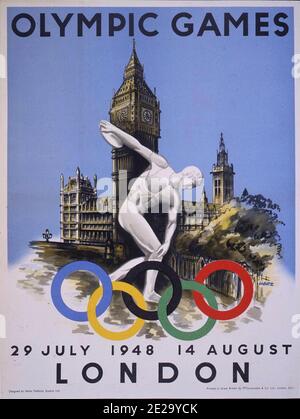 Affiche vintage annonçant les Jeux Olympiques de Londres de 1948 Banque D'Images