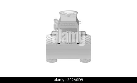 Rendu 3D d'un mini tracteur machine de travail ordinateur ingénierie de modélisation sur fond blanc Banque D'Images