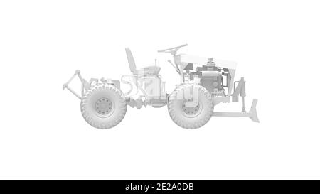 Rendu 3D d'un mini tracteur machine de travail ordinateur ingénierie de modélisation sur fond blanc Banque D'Images